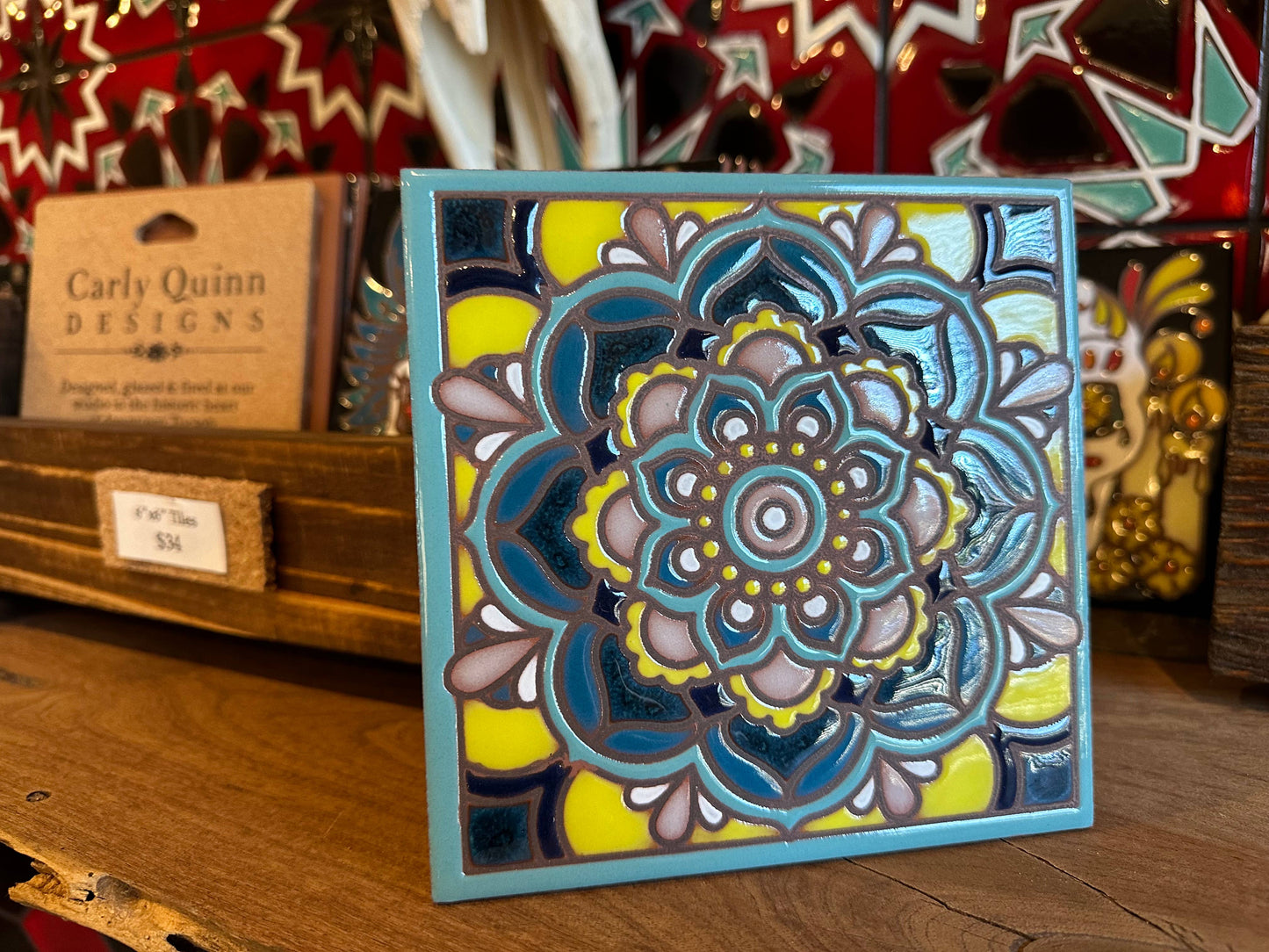 Traditional Mandala Hand Glazed Art Tile Trivet