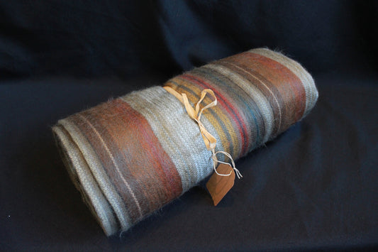 Alpaca Blanket - Brown, Yellow & Gray