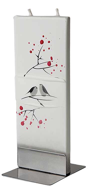 Winter Bird on White Flat Candle