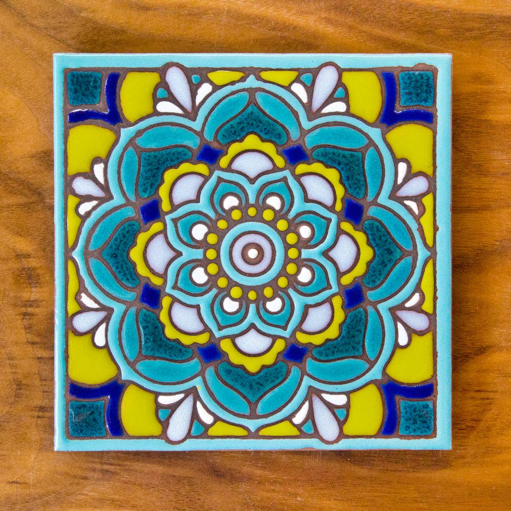 Traditional Mandala Hand Glazed Art Tile Trivet