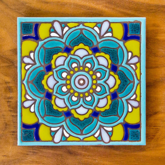 Traditional Mandala Hand Glazed Art Tile Trivet