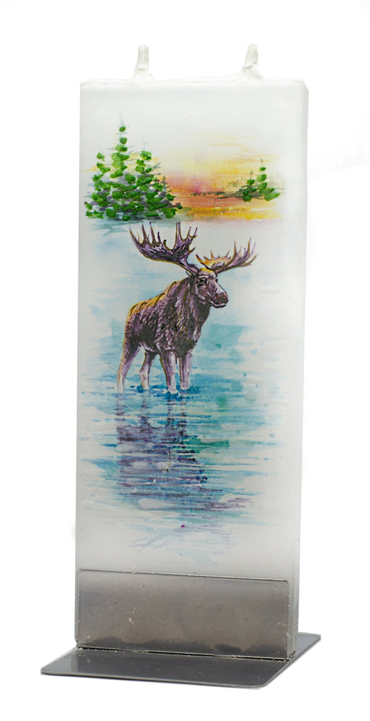 Moose by the Lake Flat Candle