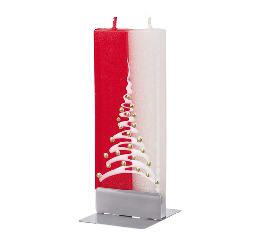Candle - Christmas Tree, Red & White