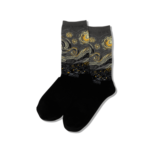 Socks: Women's - Starry Night - Yellow
