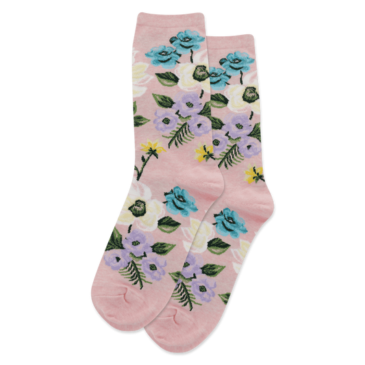 Socks: Women's - Pink Floral